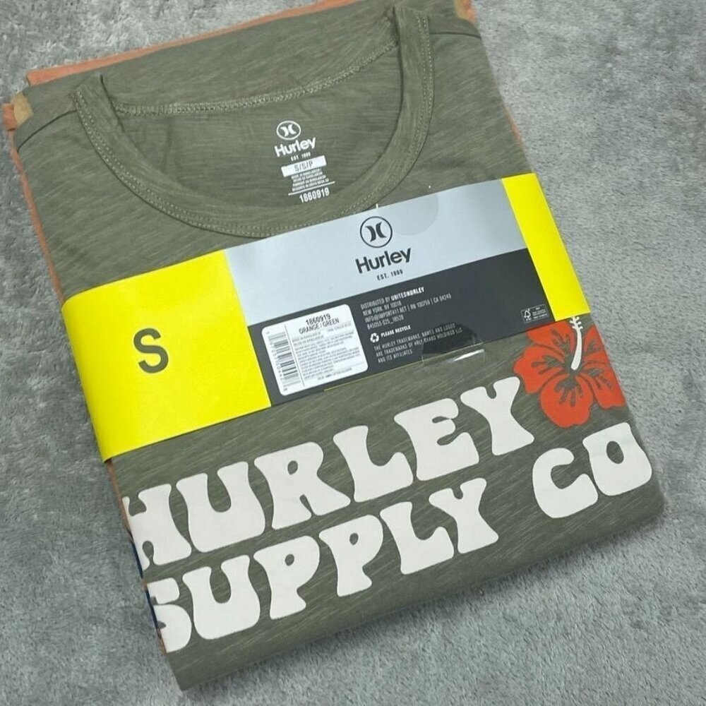Hurley Mens 2-Pack Graphic Tees 100% Cotton Orange & Green S 6972 - Picture 4 of 5